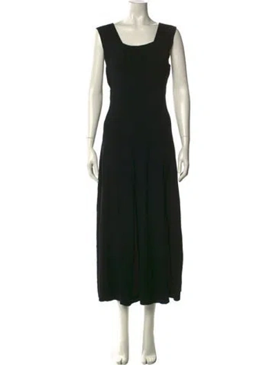 Pre-owned By Malene Birger Square Neckline Long Dress In Black