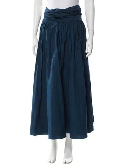 Pre-owned By Malene Birger Square Neckline Long Dress In Blue