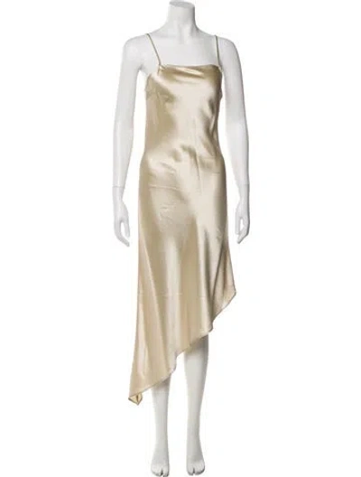 Pre-owned By Malene Birger Square Neckline Long Dress In Gold