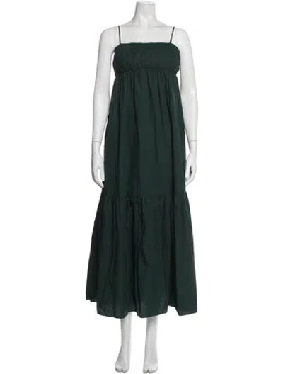 Pre-owned By Malene Birger Square Neckline Long Dress In Green