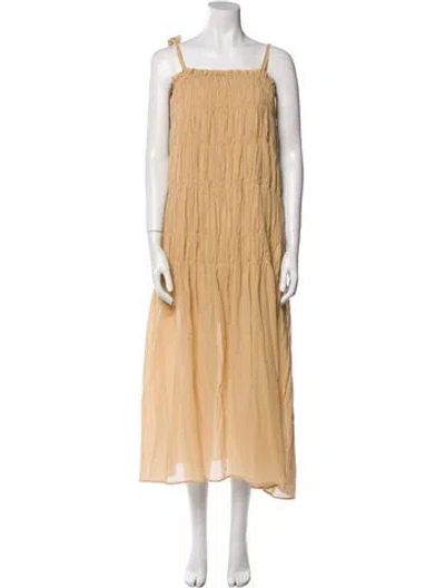 Pre-owned By Malene Birger Square Neckline Long Dress In Neutral
