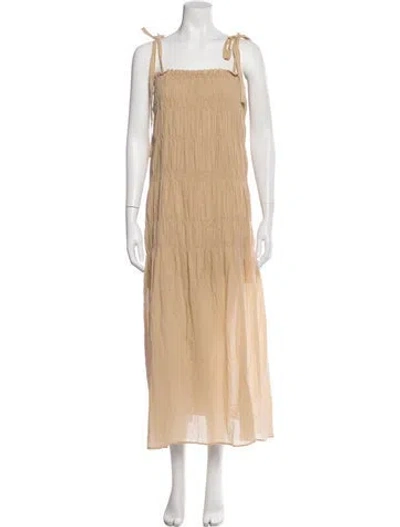 Pre-owned By Malene Birger Square Neckline Long Dress In Neutral