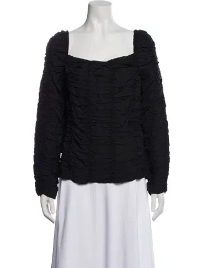 Pre-owned By Malene Birger Square Neckline Long Sleeve Top In Black