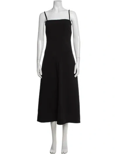 Pre-owned By Malene Birger Square Neckline Midi Length Dress In Black