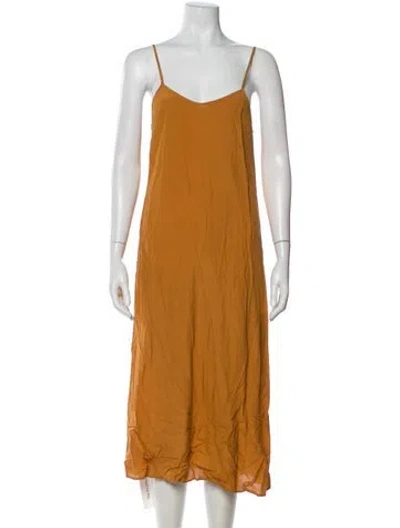 Pre-owned By Malene Birger Square Neckline Midi Length Dress In Brown