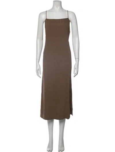 Pre-owned By Malene Birger Square Neckline Midi Length Dress In Brown