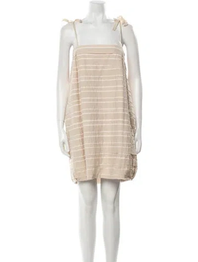 Pre-owned By Malene Birger Square Neckline Mini Dress In Neutral