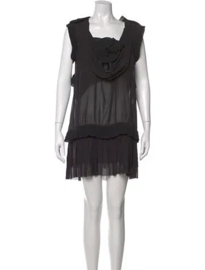 Pre-owned By Malene Birger Square Neckline Mini Dress In Purple