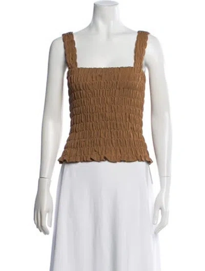 Pre-owned By Malene Birger Square Neckline Sleeveless Crop Top In Neutral
