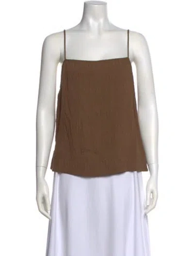 Pre-owned By Malene Birger Square Neckline Sleeveless Top In Brown