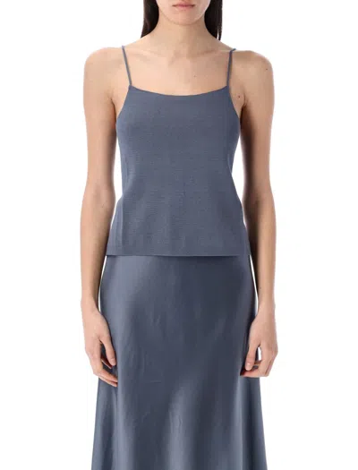 By Malene Birger Straight Neckline Slim-fit Top In Blue