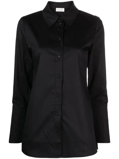 By Malene Birger Straight-point Collar Organic Cotton Shirt In Black
