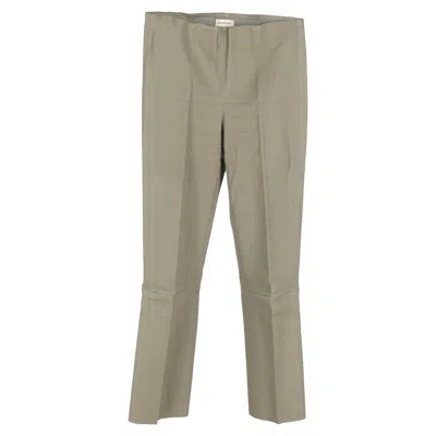 Pre-owned By Malene Birger Straight-leg Trousers In Beige Leather In Green