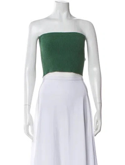 Pre-owned By Malene Birger Strapless Crop Top In Green