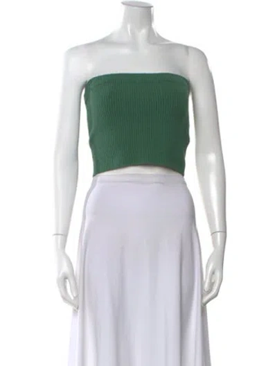 Pre-owned By Malene Birger Strapless Crop Top In Green