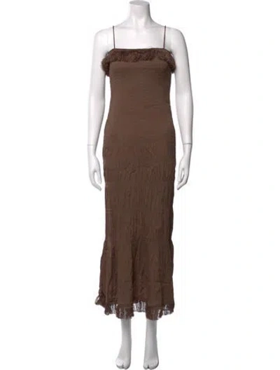 Pre-owned By Malene Birger Strapless Long Dress In Brown