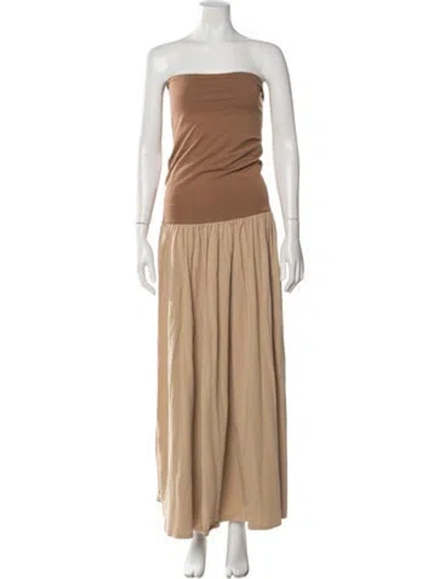 Pre-owned By Malene Birger Strapless Long Dress In Neutral