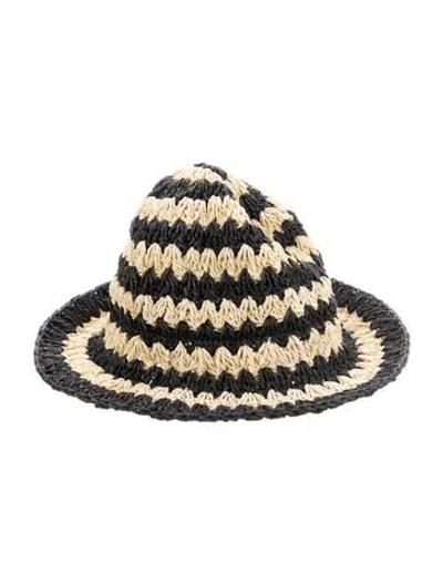 Pre-owned By Malene Birger Straw Bucket Hat In Black/neutrals