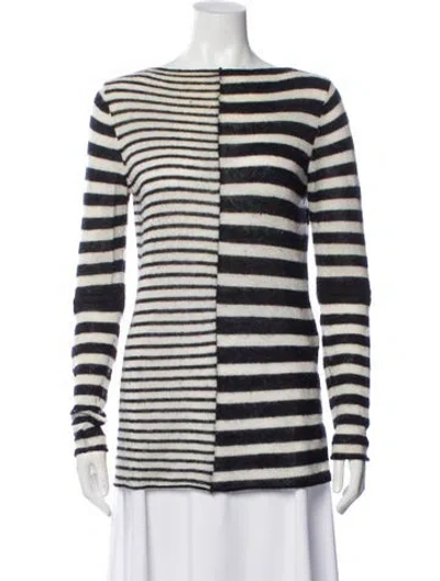 Pre-owned By Malene Birger Striped Bateau Neckline Top In Multi