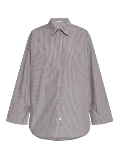 By Malene Birger Striped Button-down Shirt In Brown