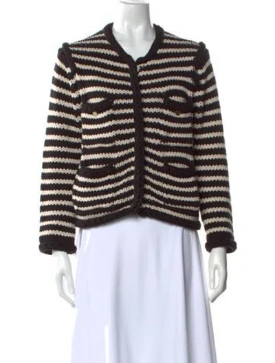 Pre-owned By Malene Birger Striped Crew Neck Sweater In Black