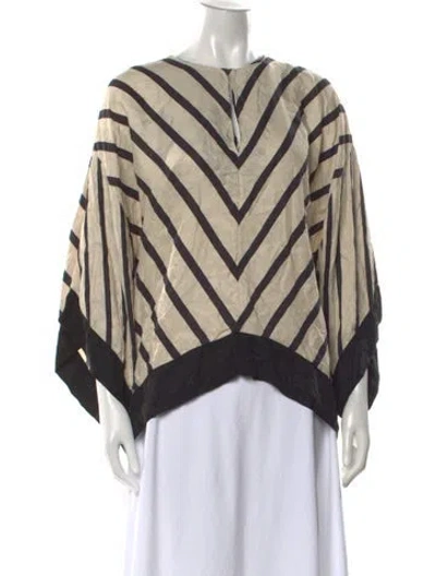 Pre-owned By Malene Birger Striped Crew Neck Top In Neutral
