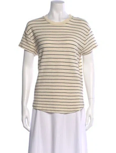 Pre-owned By Malene Birger Striped Crew Neck T-shirt In Neutral