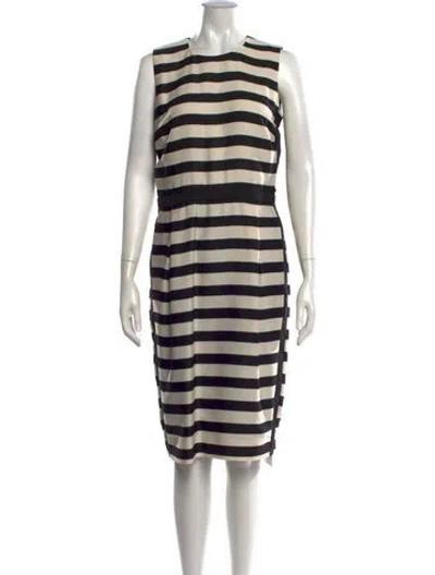 Pre-owned By Malene Birger Striped Knee-length Dress In Black/neutrals