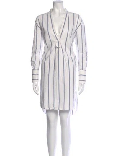 Pre-owned By Malene Birger Striped Knee-length Dress In White