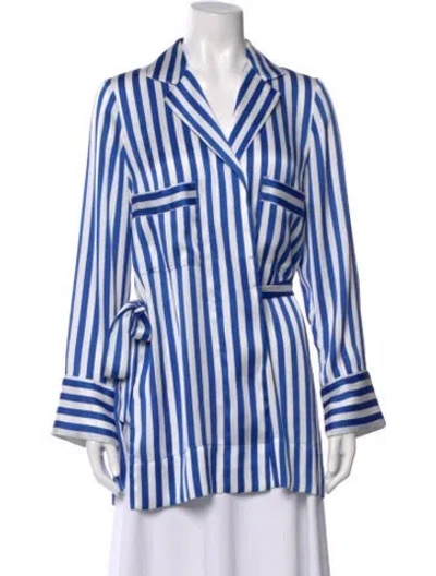 Pre-owned By Malene Birger Striped Long Sleeve Blouse In Multi