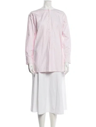 Pre-owned By Malene Birger Striped Long Sleeve Blouse In Pink