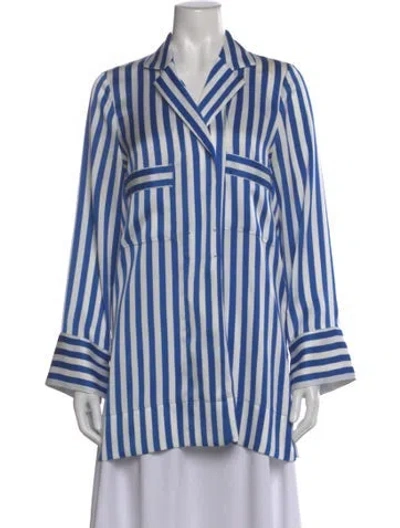 Pre-owned By Malene Birger Striped Long Sleeve Button-up Top In Multi
