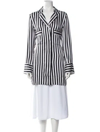 Pre-owned By Malene Birger Striped Long Sleeve Tunic In Neutral