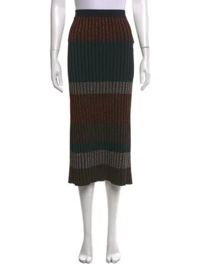 Pre-owned By Malene Birger Striped Midi Length Skirt In Black/metallic