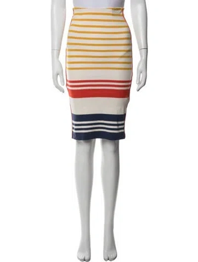 Pre-owned By Malene Birger Striped Midi Length Skirt In White