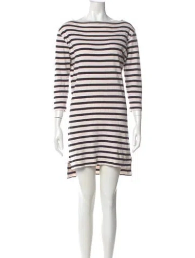 Pre-owned By Malene Birger Striped Mini Dress In Neutral