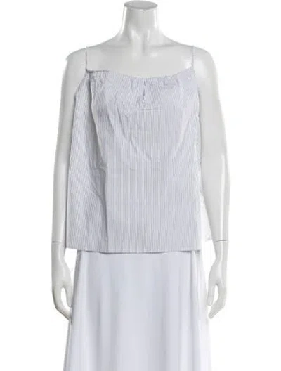 Pre-owned By Malene Birger Striped Off-the-shoulder Top W/ Tags In Gray