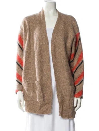 Pre-owned By Malene Birger Striped Open Front Sweater In Brown