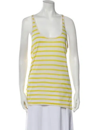 Pre-owned By Malene Birger Striped Scoop Neck Top W/ Tags In Yellow