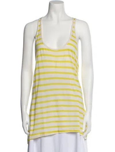 Pre-owned By Malene Birger Striped Scoop Neck Tunic In Neutral