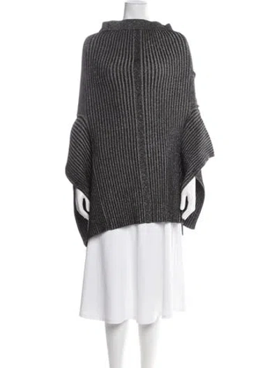 Pre-owned By Malene Birger Striped Turtleneck Sweater In Gray