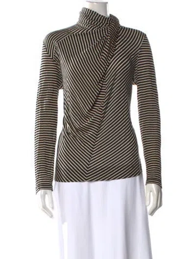 Pre-owned By Malene Birger Striped Turtleneck Top In Black