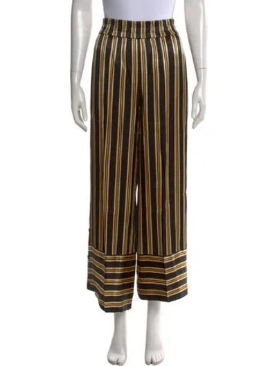 Pre-owned By Malene Birger Striped Wide Leg Pants In Black