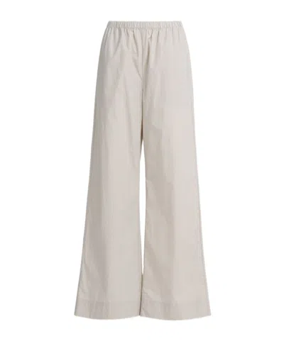 By Malene Birger Striped Wide-leg Casual Pants In White