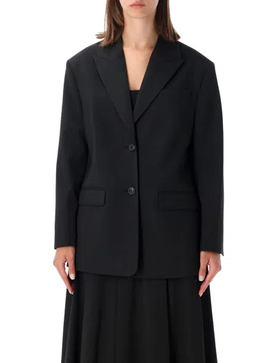 By Malene Birger Structured Black Blazer With Notched Lapel And Oversized Fit