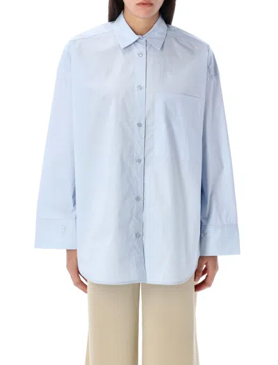 By Malene Birger Derris Shirt With Chest Pocket And Long Sleeves In Periwinkle Blue