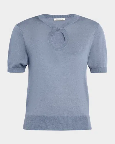 By Malene Birger Tala Keyhole Crewneck Knit Top In Grisaille