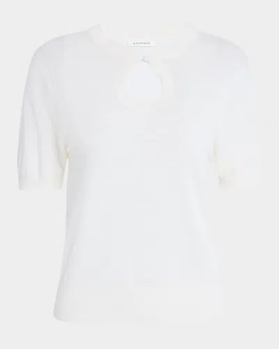 By Malene Birger Tala Keyhole Crewneck Knit Top In Soft White