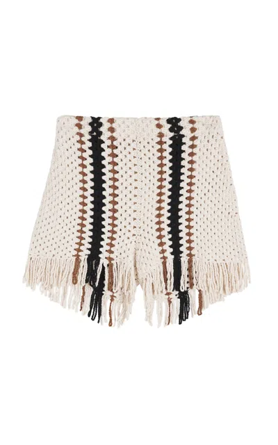 By Malene Birger Tamara Cotton Crochet Knit Shorts In Stripe