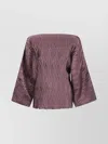 By Malene Birger Textured Long Sleeve Blouse With Straight Neckline In Red
